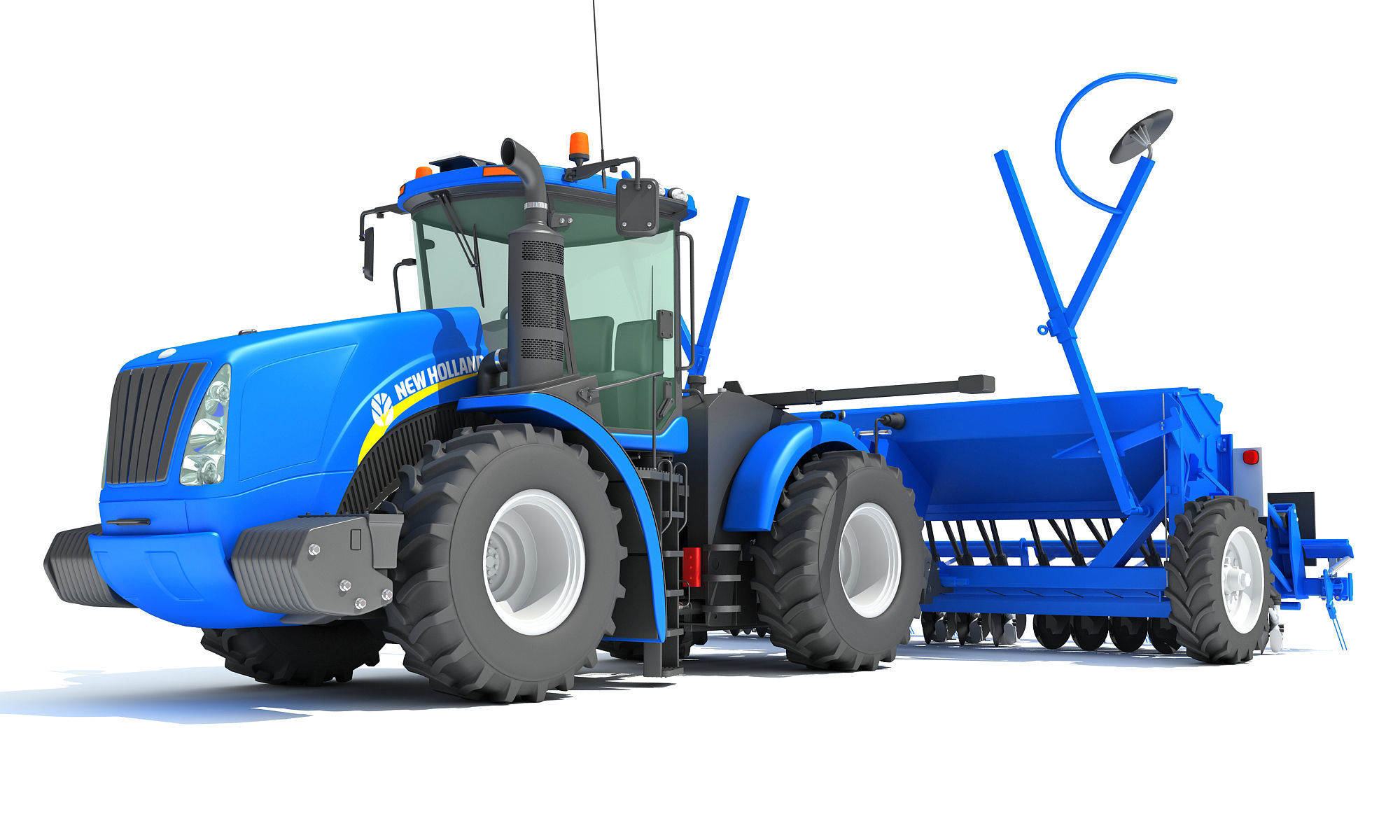 New Holland Tractor with Seed Drill 3D model_12