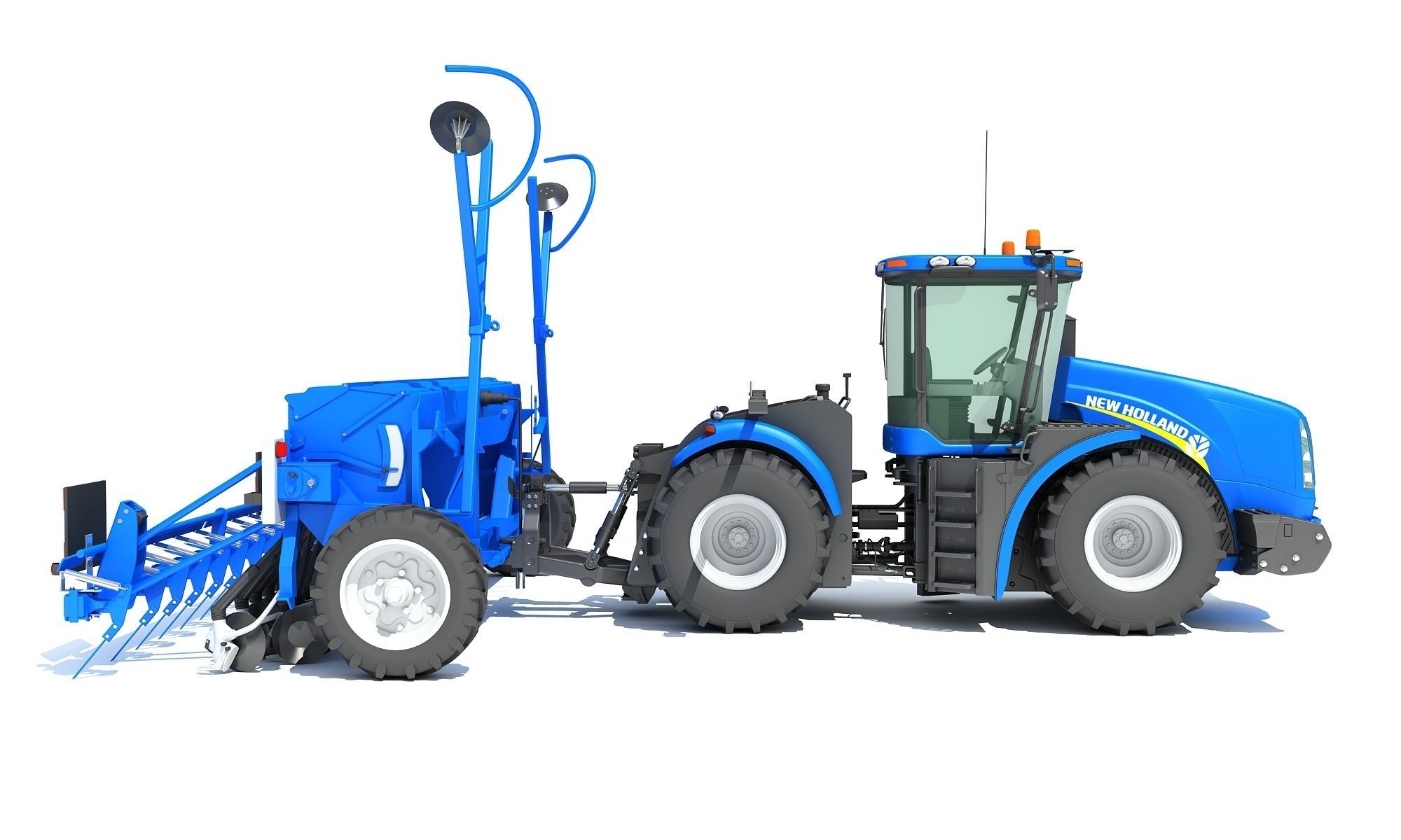 New Holland Tractor with Seed Drill 3D model_8
