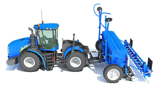 New Holland Tractor with Seed Drill 3D model