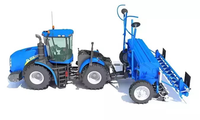 New Holland Tractor with Seed Drill 3D model