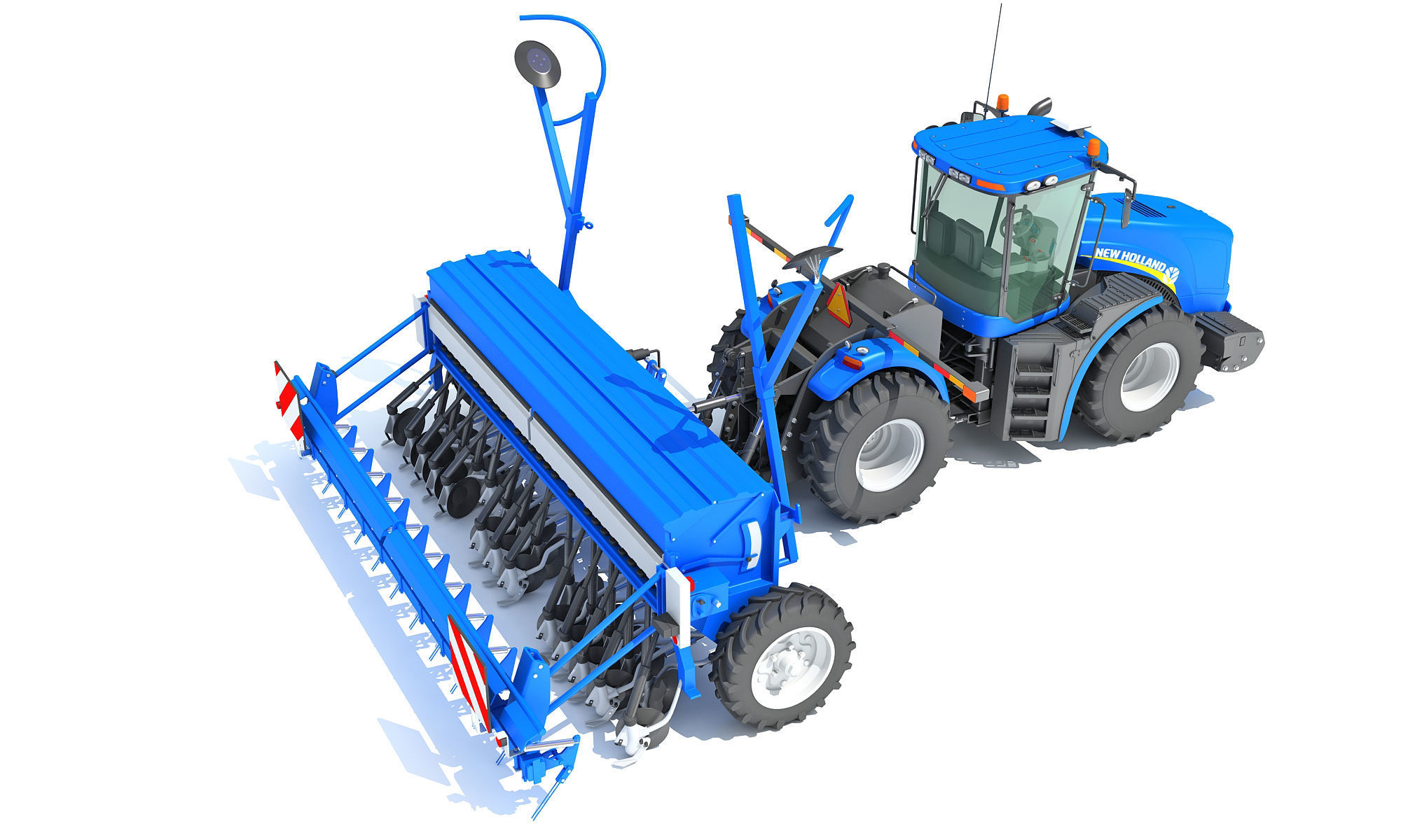 New Holland Tractor with Seed Drill 3D model_7