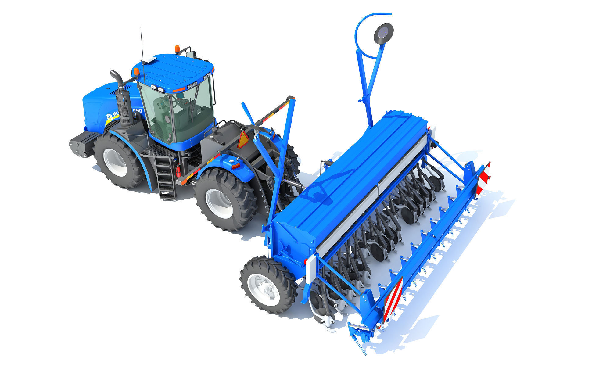 New Holland Tractor with Seed Drill 3D model_4