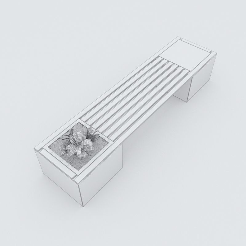 Modern Bench Street and Garden 10 3D model_6