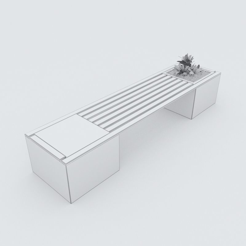 Modern Bench Street and Garden 10 3D model_4