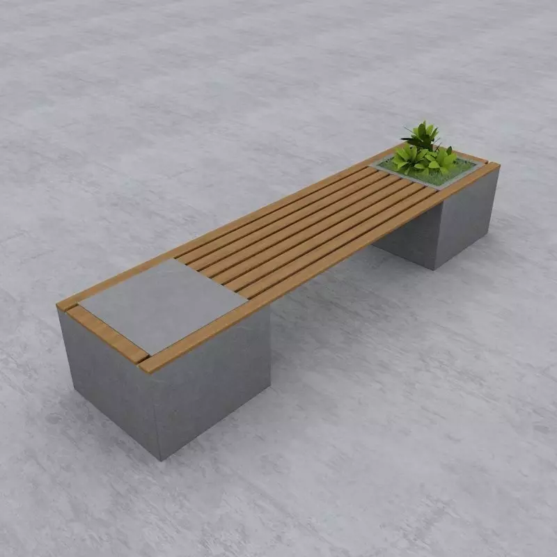 Modern Bench Street and Garden 10 3D model_0