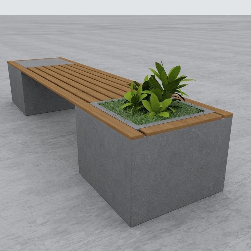Modern Bench Street and Garden 10 3D model_3