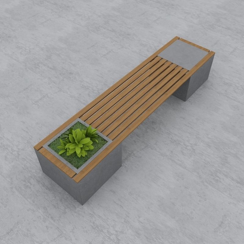 Modern Bench Street and Garden 10 3D model_2