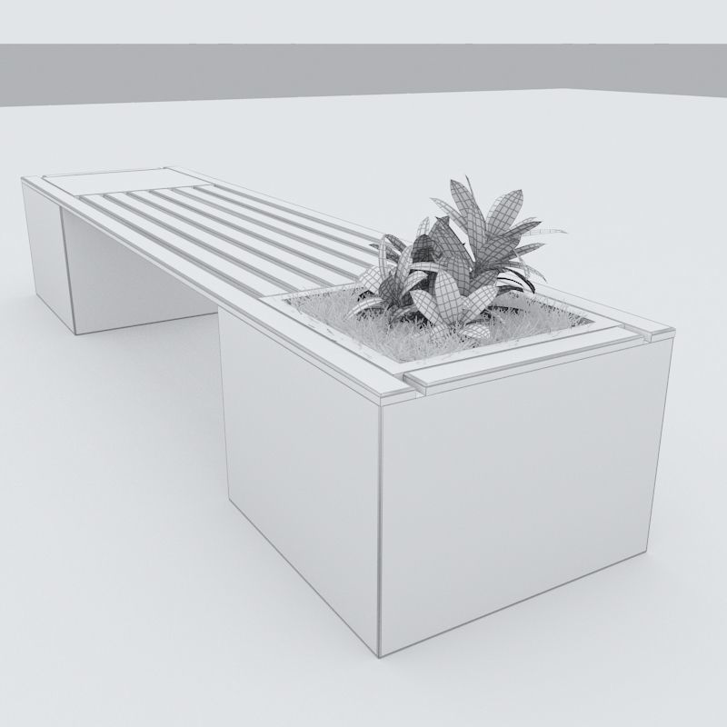 Modern Bench Street and Garden 10 3D model_7