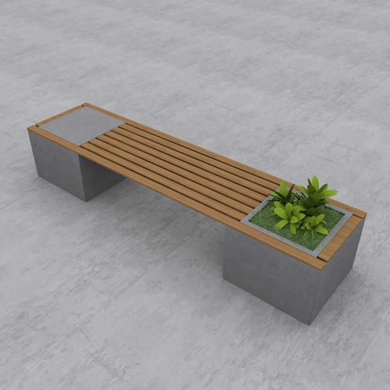 Modern Bench Street and Garden 10 3D model_1