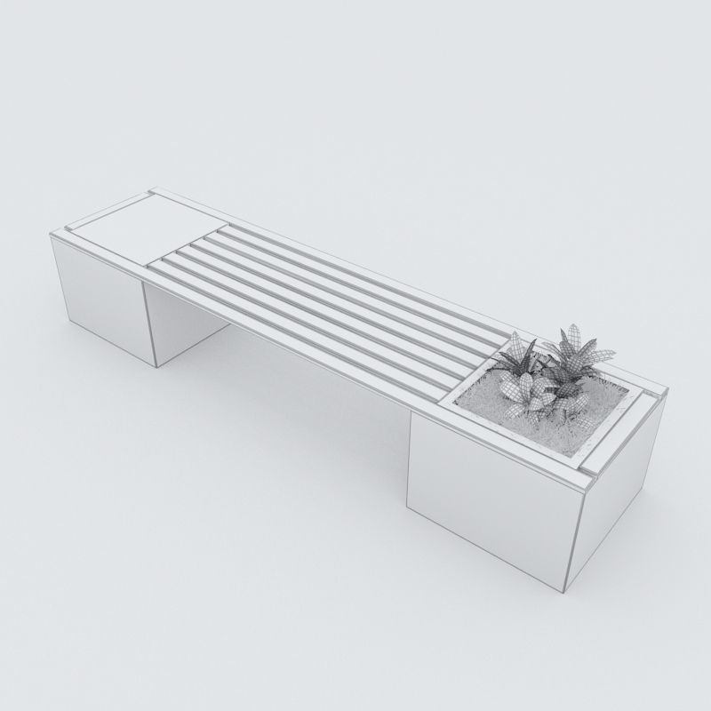 Modern Bench Street and Garden 10 3D model_5