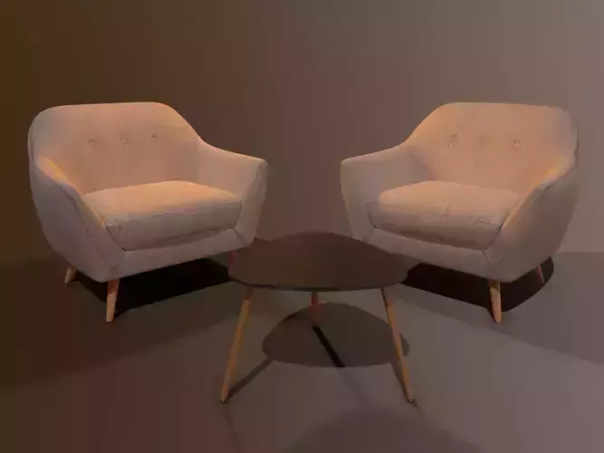 Modern Armchair set PBR Free low-poly 3D model