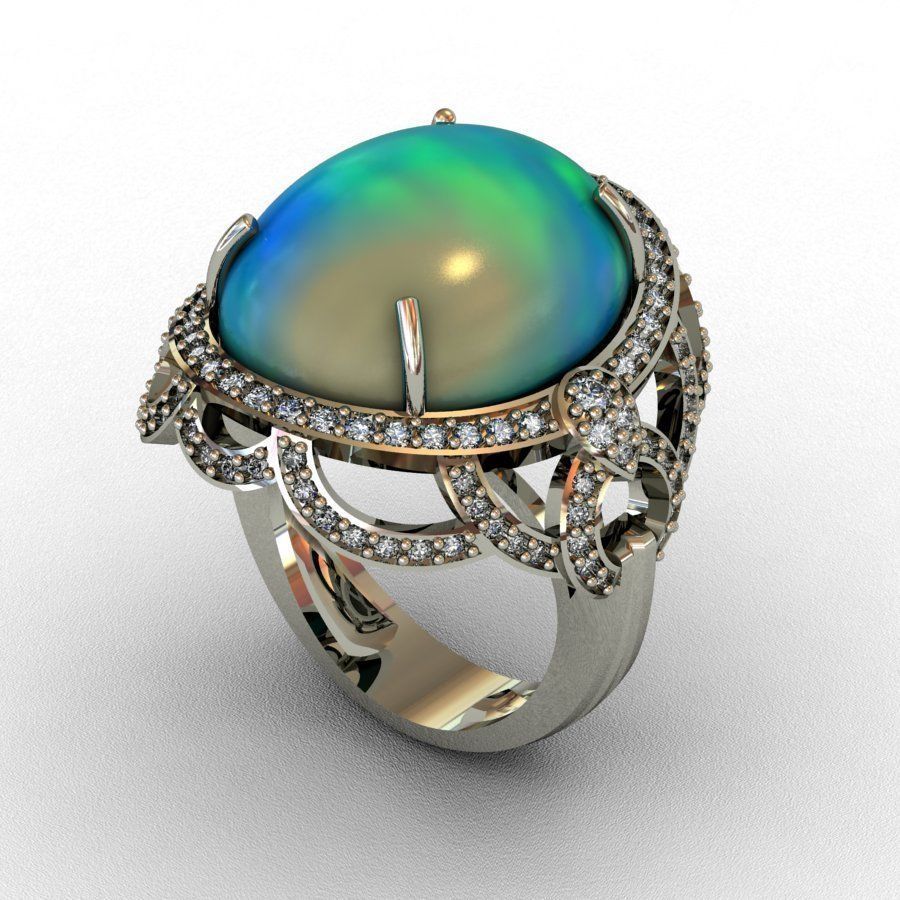 Diamond and Piruz Ring 3D print model 3D print model 3D print model_1