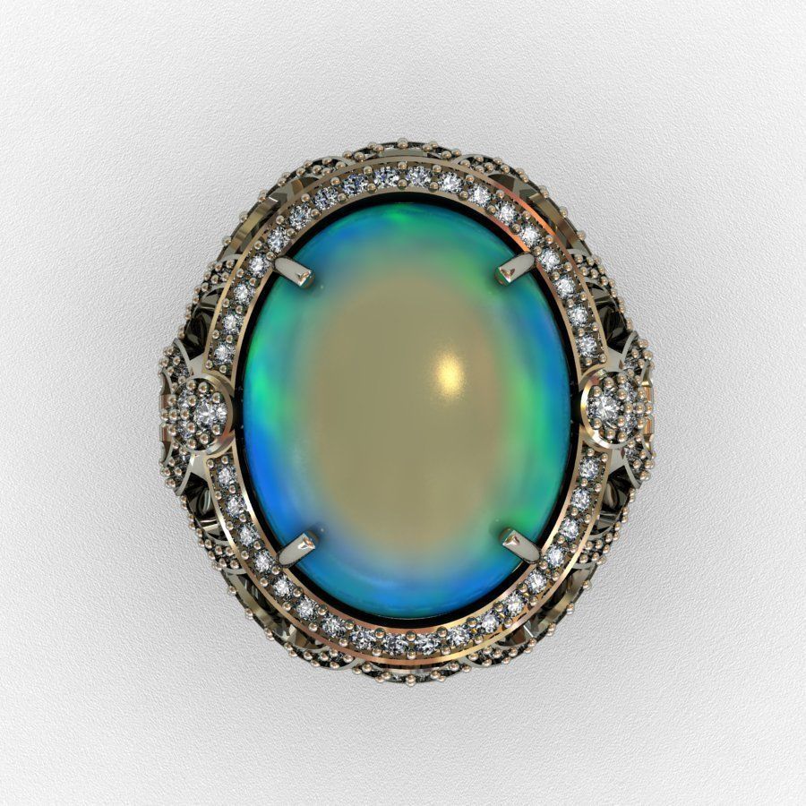 Diamond and Piruz Ring 3D print model 3D print model 3D print model_3