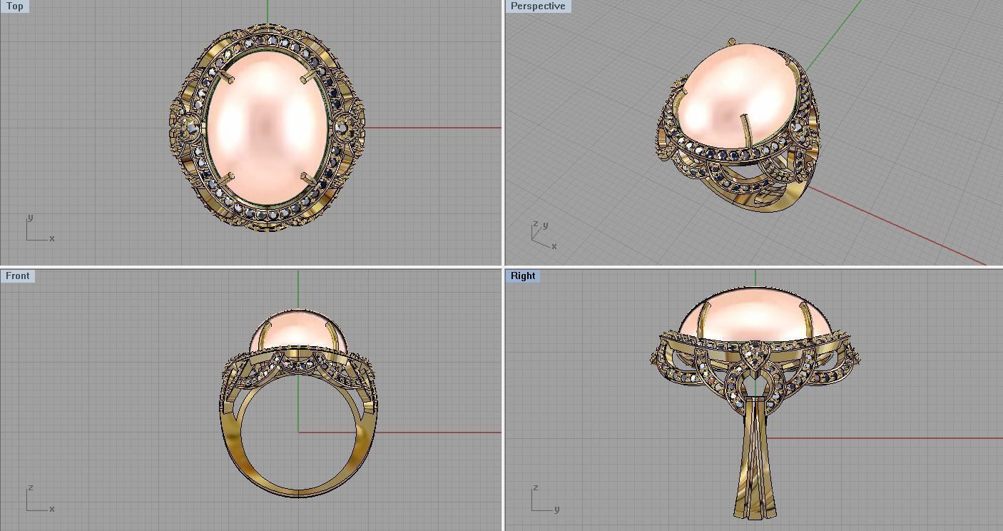 Diamond and Piruz Ring 3D print model 3D print model 3D print model_9