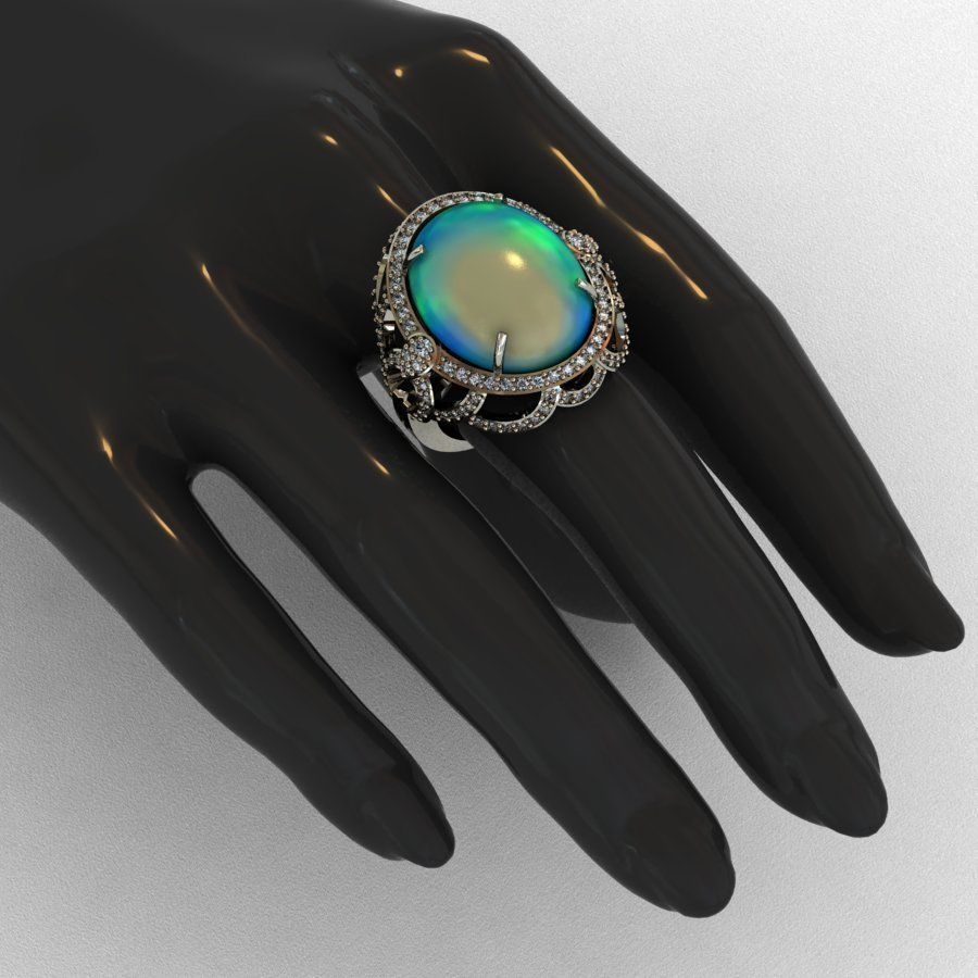 Diamond and Piruz Ring 3D print model 3D print model 3D print model_6