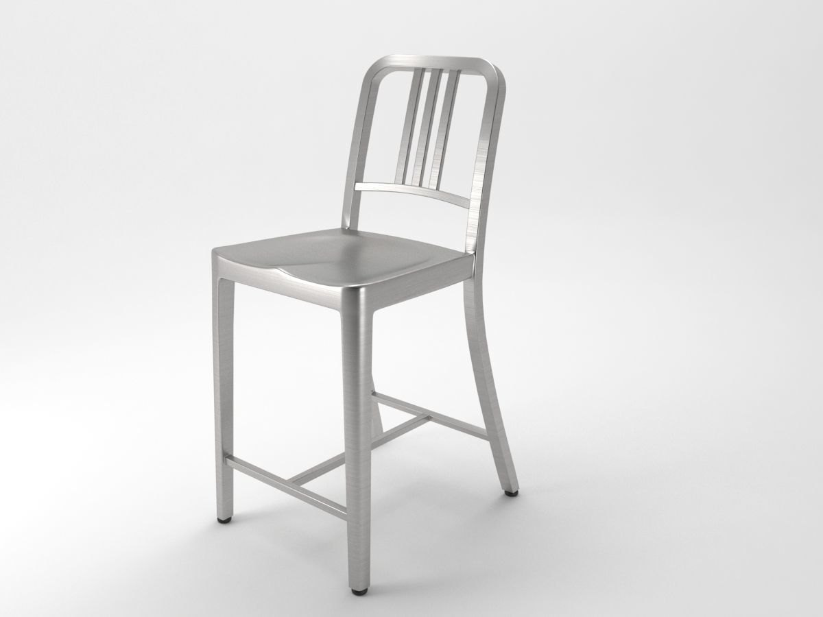 navy counter stool 3D model_2