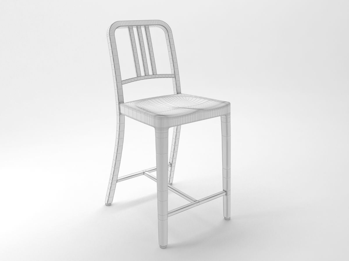 navy counter stool 3D model_5