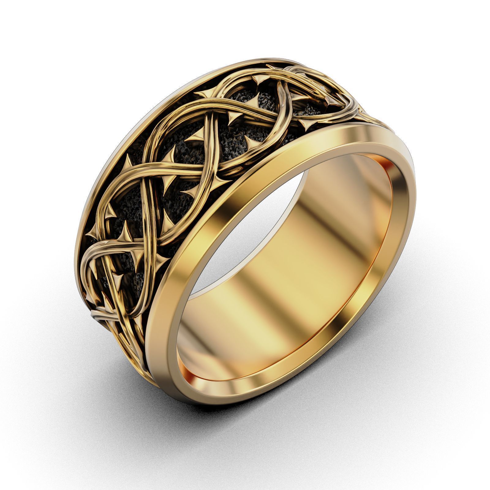 Thorn crown ring REB Many sizes 3D print model_10