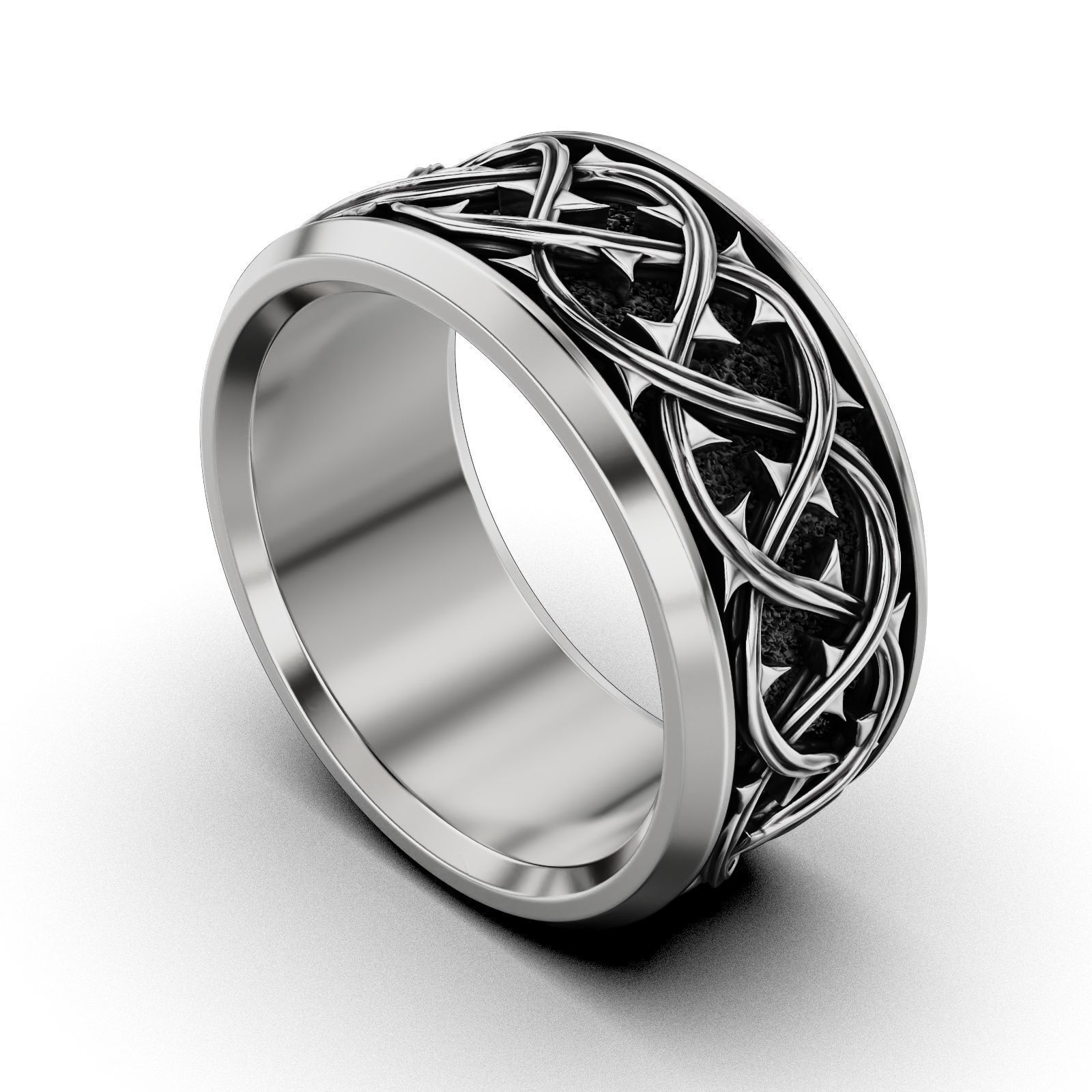 Thorn crown ring REB Many sizes 3D print model_4