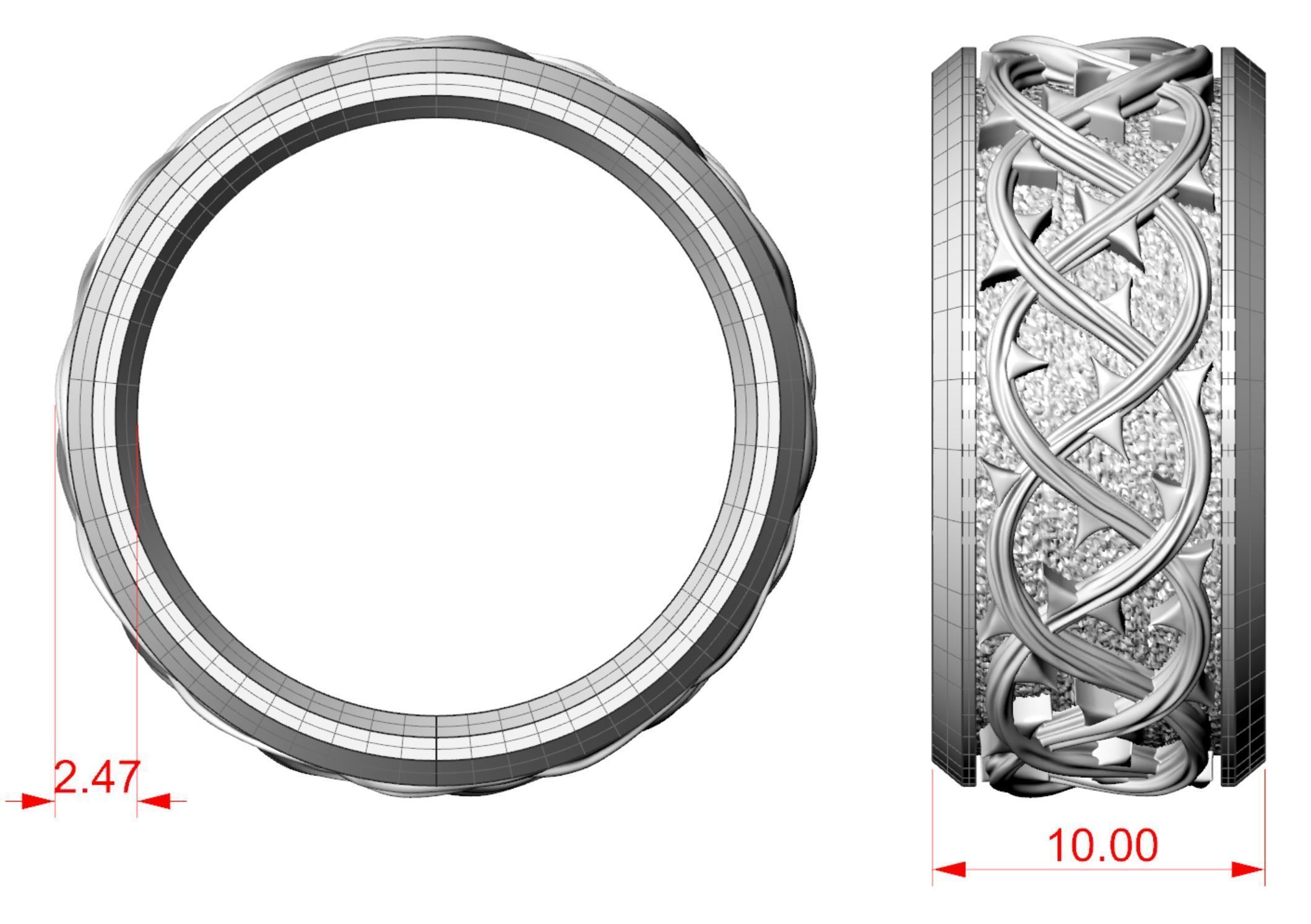 Thorn crown ring REB Many sizes 3D print model_5