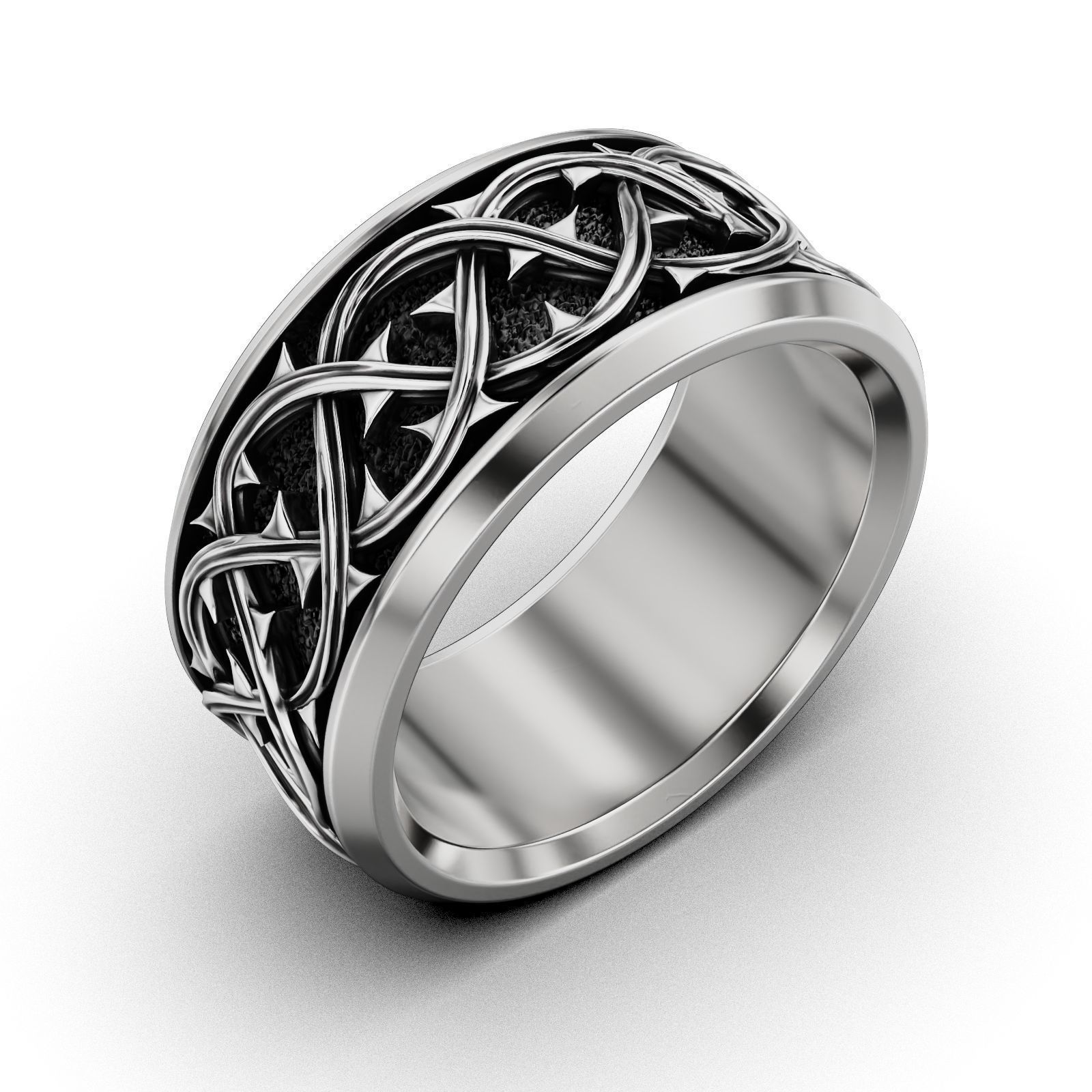 Thorn crown ring REB Many sizes 3D print model_3