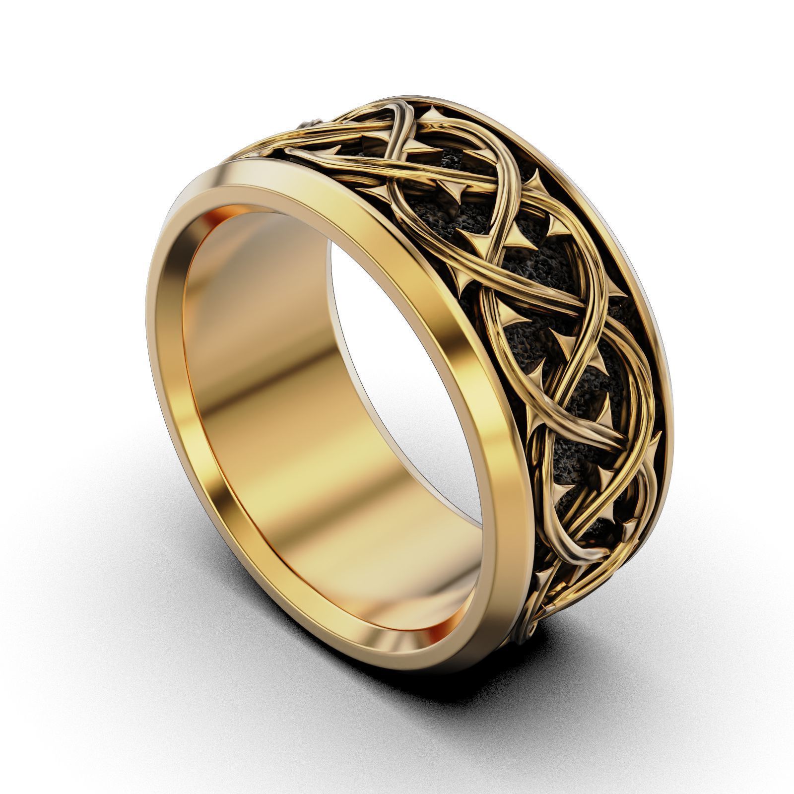 Thorn crown ring REB Many sizes 3D print model_11