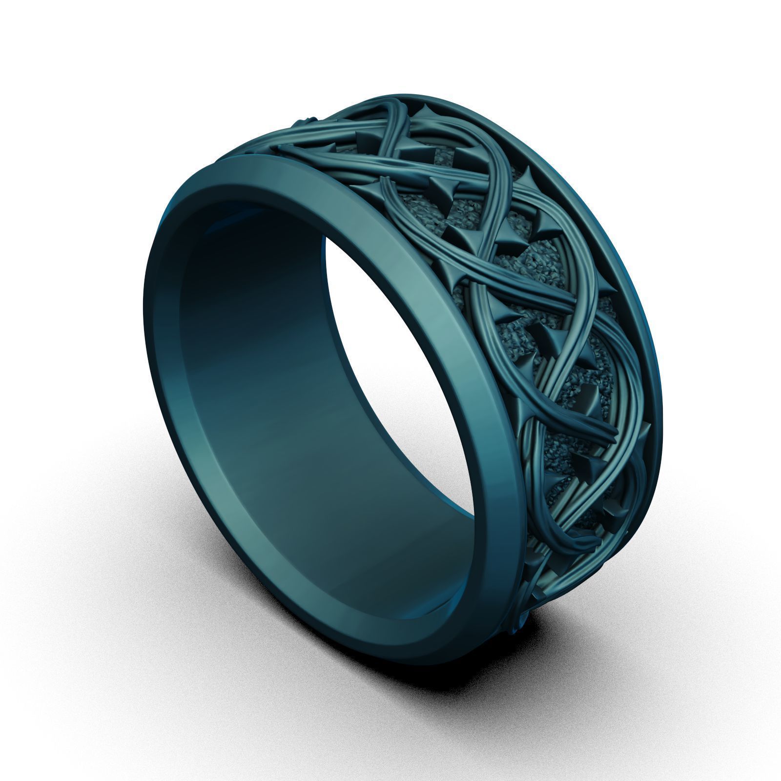 Thorn crown ring REB Many sizes 3D print model_16
