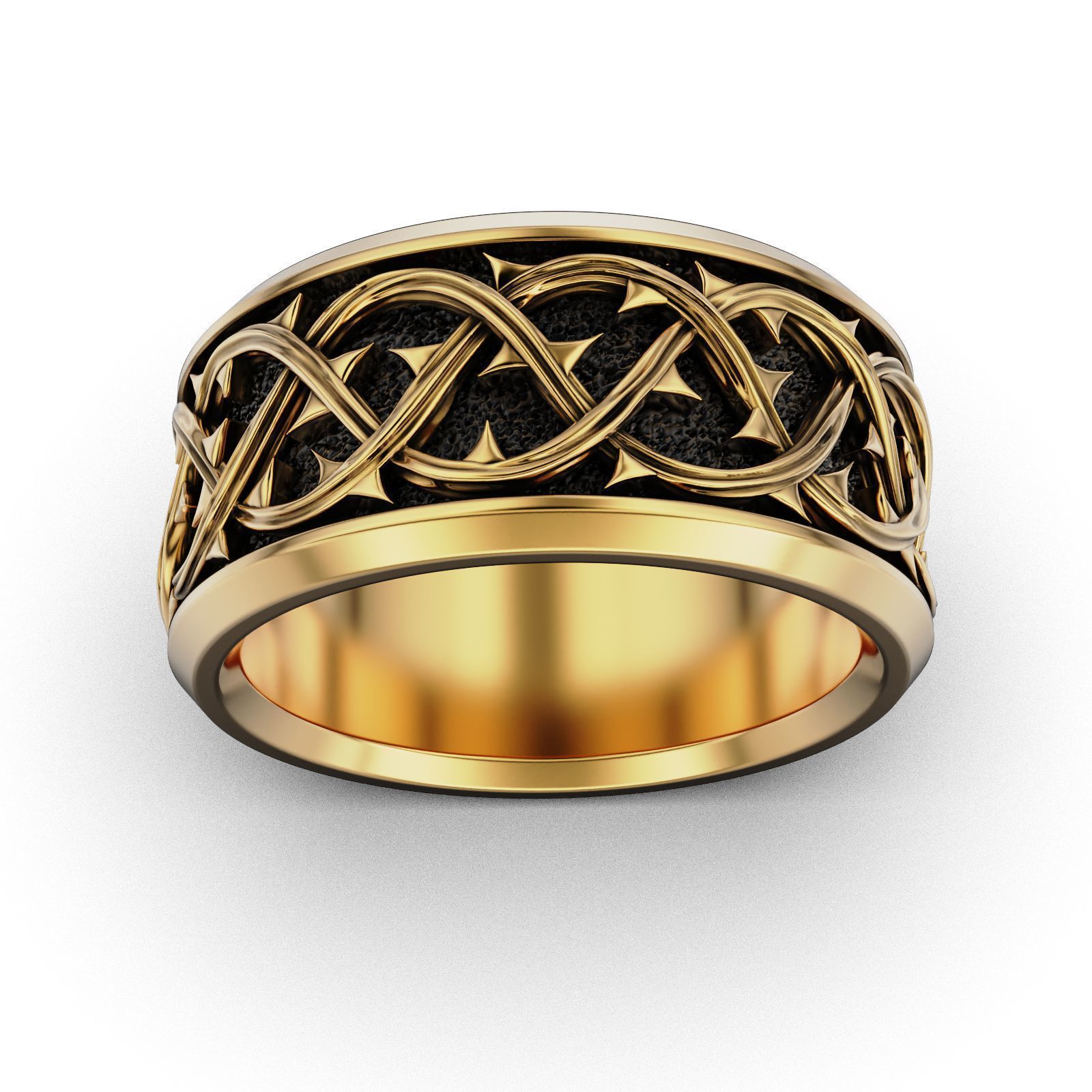 Thorn crown ring REB Many sizes 3D print model_8