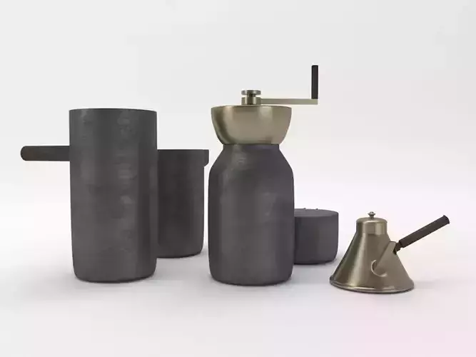 coffee set concrete 3D model