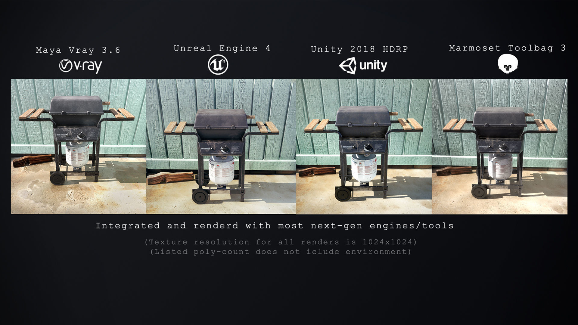 BBQ Grill  Low-poly 3D model_4