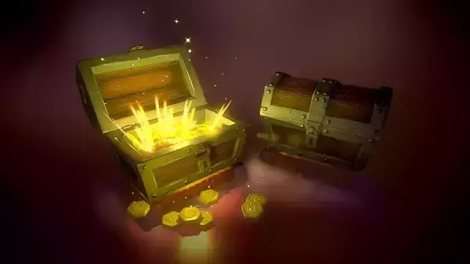 Treasure Chest Low-poly 3D model