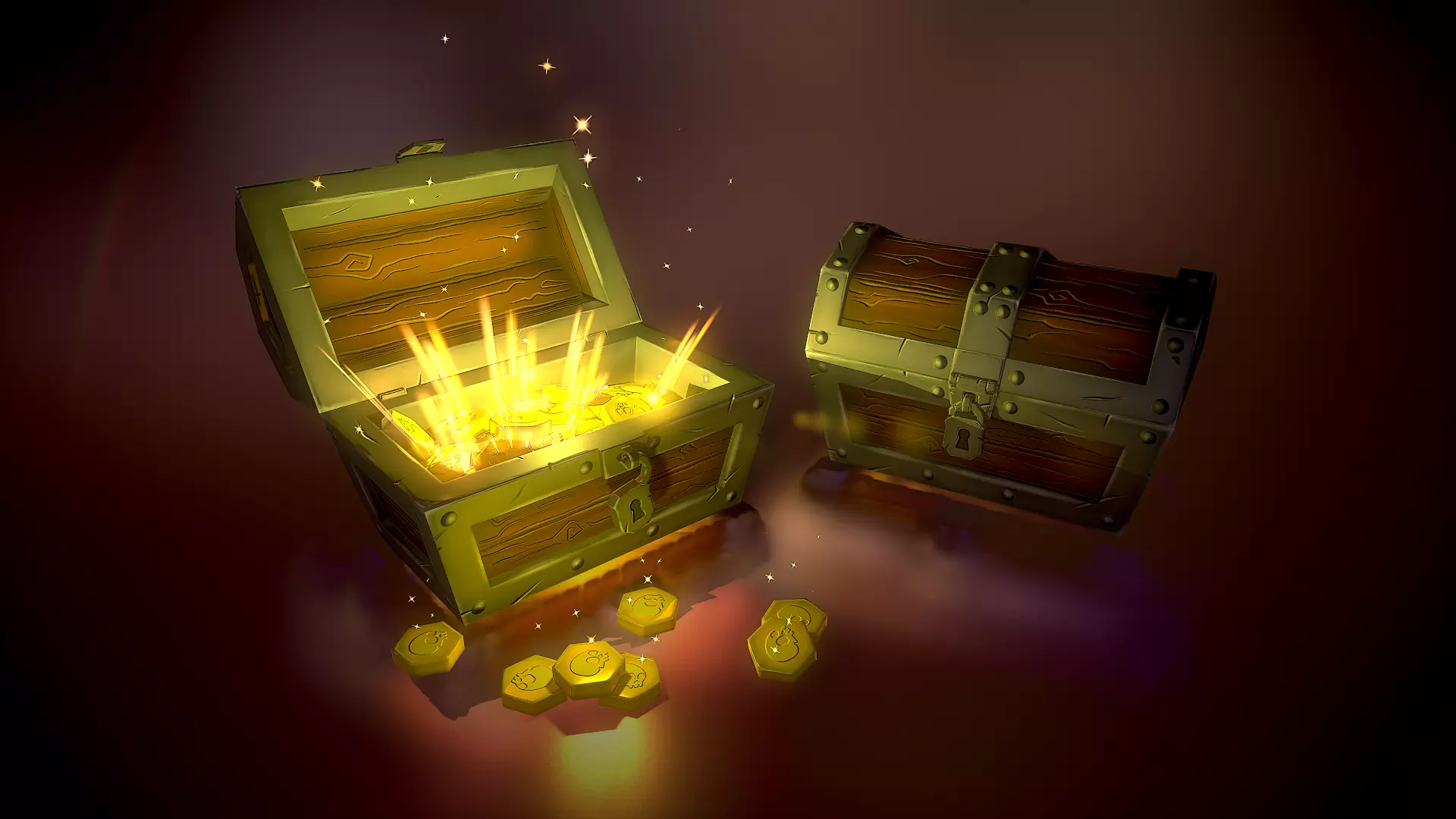 Treasure Chest Low-poly 3D model_0