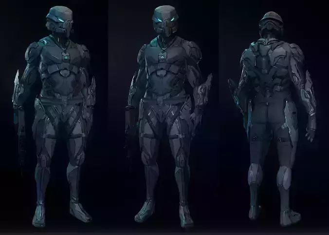 Robot soldier High-poly model 3D model Robot soldier High-poly model 3D model