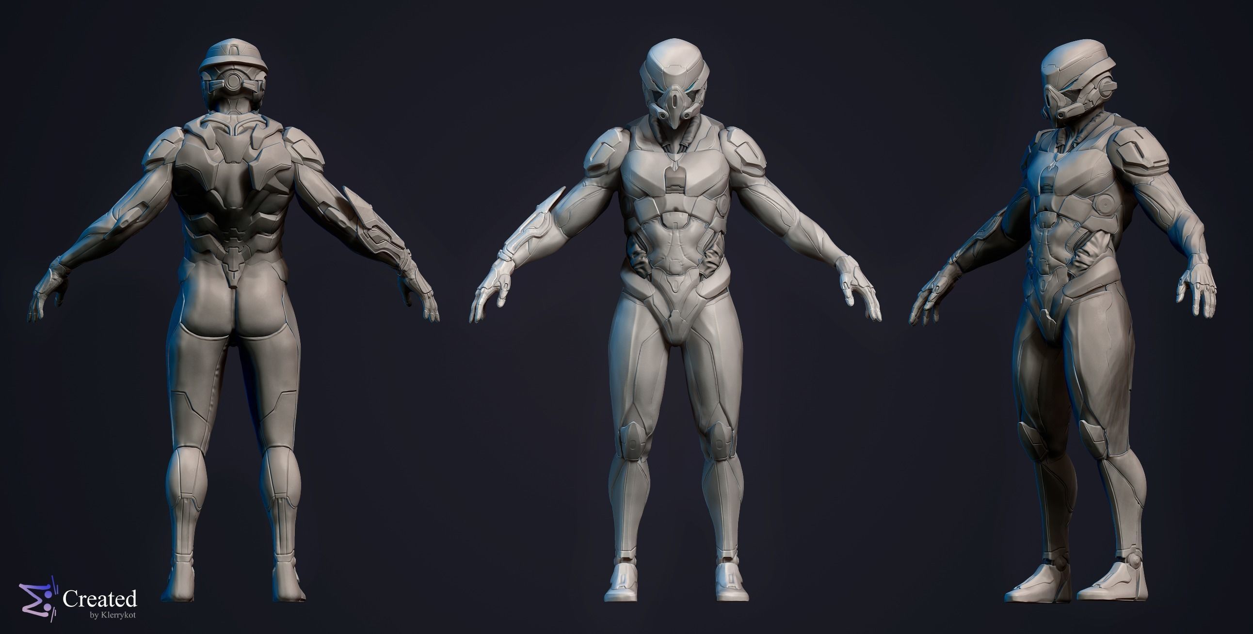 Robot soldier High-poly model 3D model_2