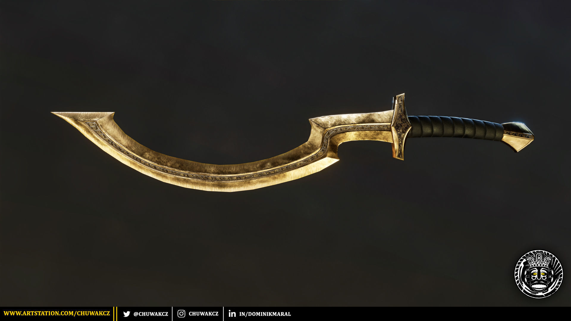Bronze Egyptian Khopesh Sword - PBR game ready 3d weapon Low-poly 3D model_1
