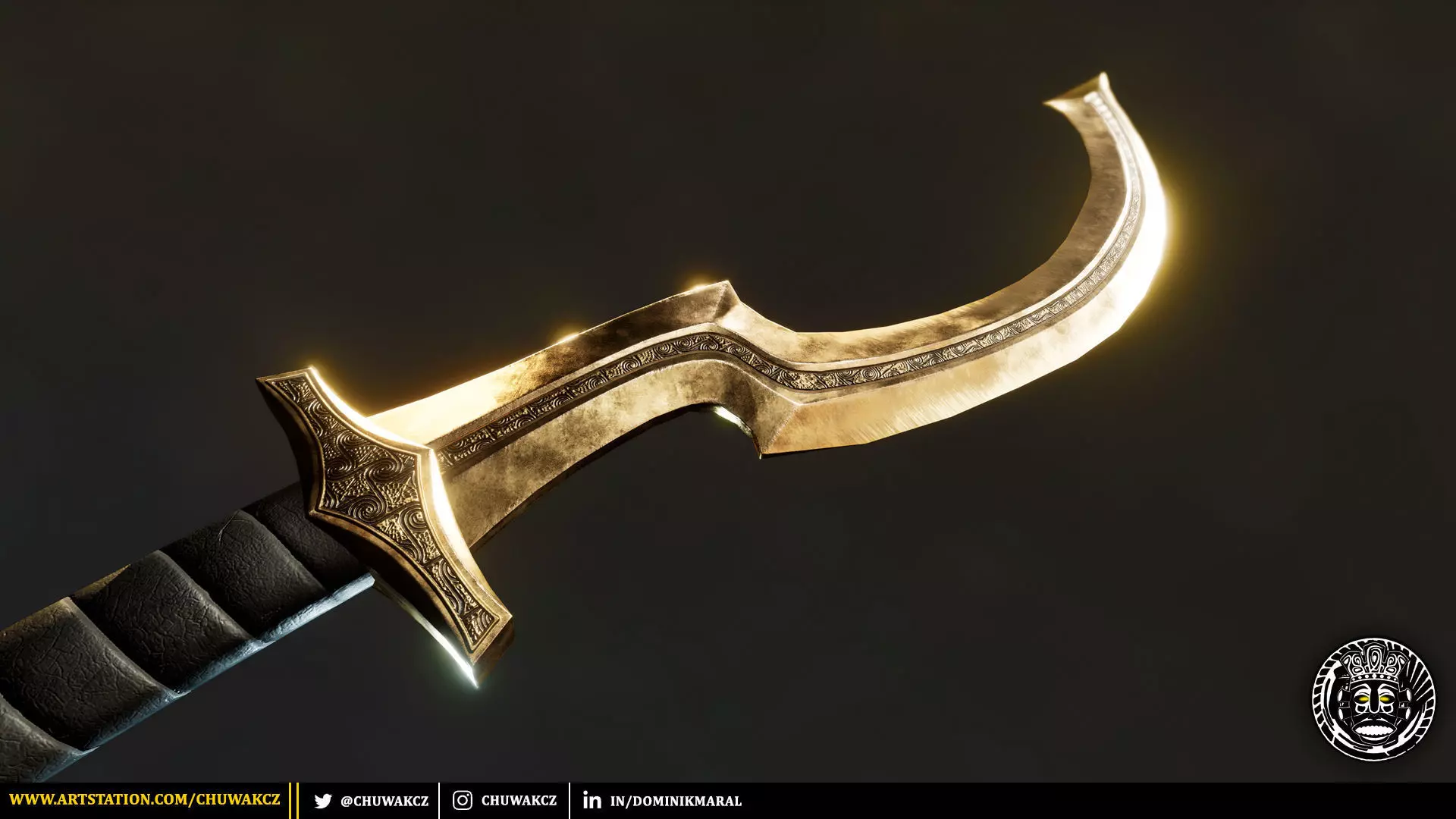 Bronze Egyptian Khopesh Sword - PBR game ready 3d weapon Low-poly 3D model_0