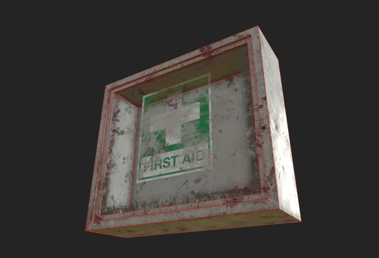 First Aid Wall Monut Kits Low-poly 3D model_9