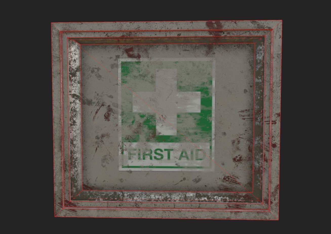 First Aid Wall Monut Kits Low-poly 3D model_10