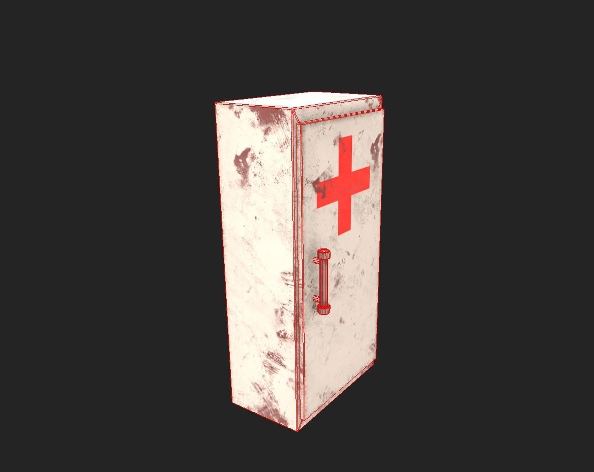 First Aid Wall Monut Kits Low-poly 3D model_5