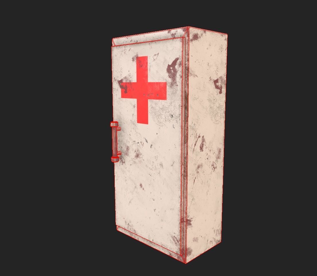 First Aid Wall Monut Kits Low-poly 3D model_6