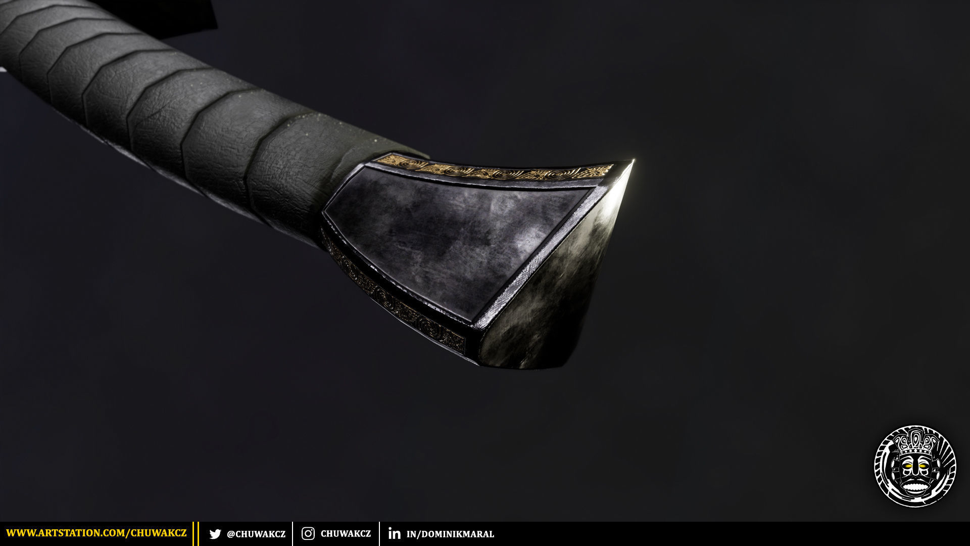 Obsidian Egyptian Khopesh Sword - PBR game ready 3d weaponl Low-poly 3D model_7