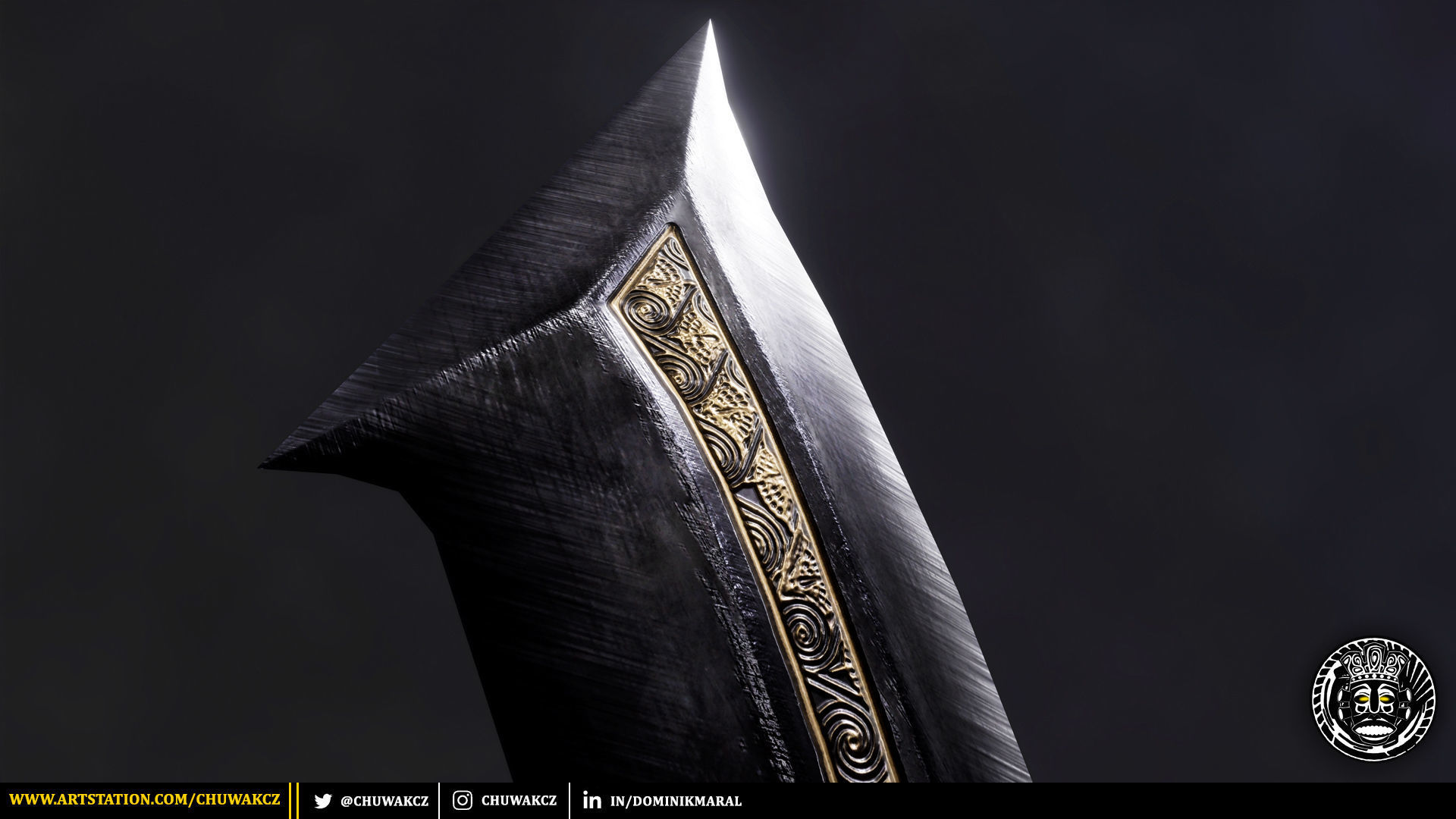 Obsidian Egyptian Khopesh Sword - PBR game ready 3d weaponl Low-poly 3D model_3