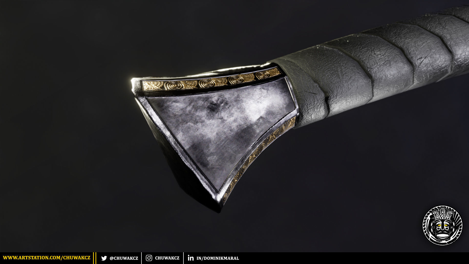 Obsidian Egyptian Khopesh Sword - PBR game ready 3d weaponl Low-poly 3D model_6