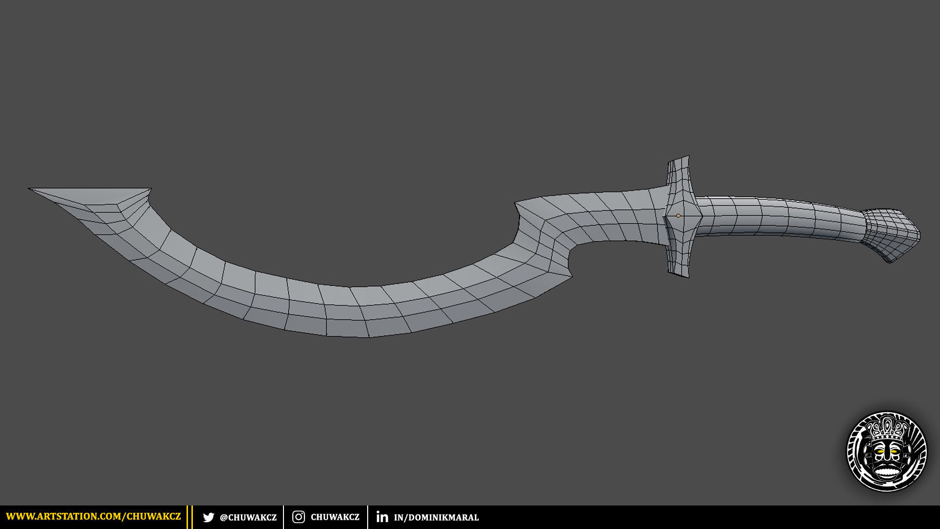 Obsidian Egyptian Khopesh Sword - PBR game ready 3d weaponl Low-poly 3D model_2