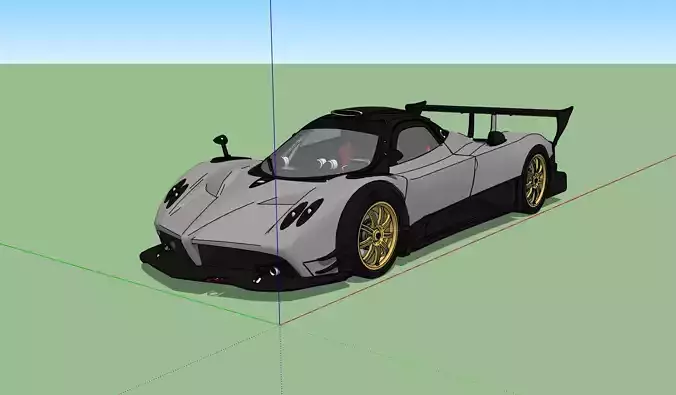 Pagani Zonda R race car grey and black Free 3D model