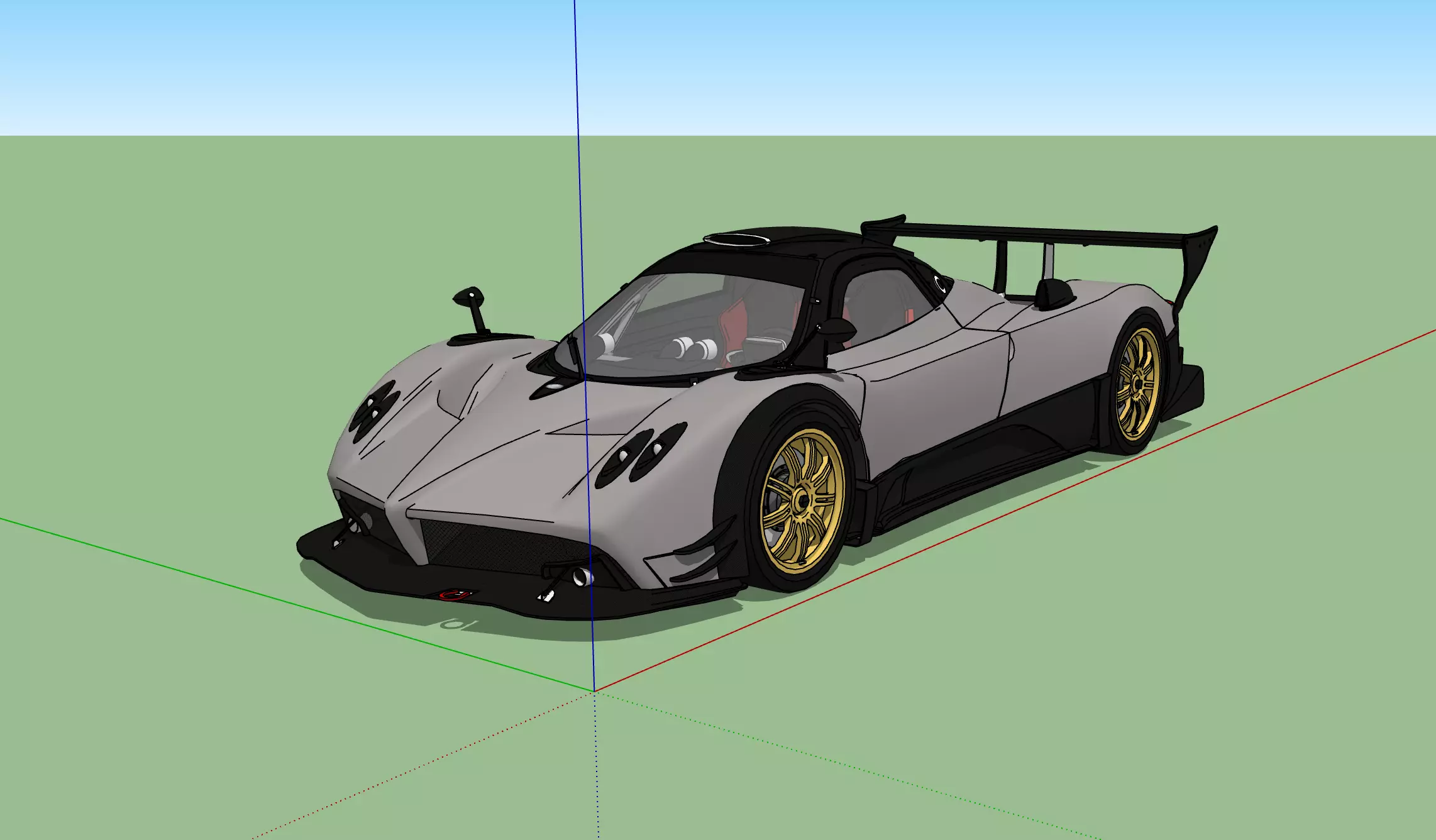 Pagani Zonda R race car grey and black Free 3D model