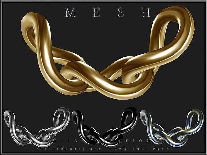Chain 3 Rings - Curved Low-poly 3D model