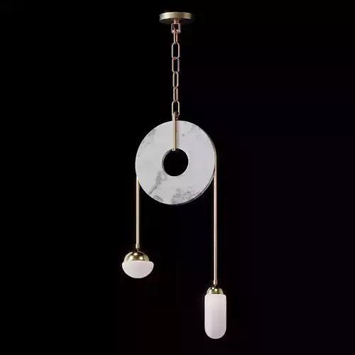 Meridian Brass Marble Handblown Glass Contemporary Pendant