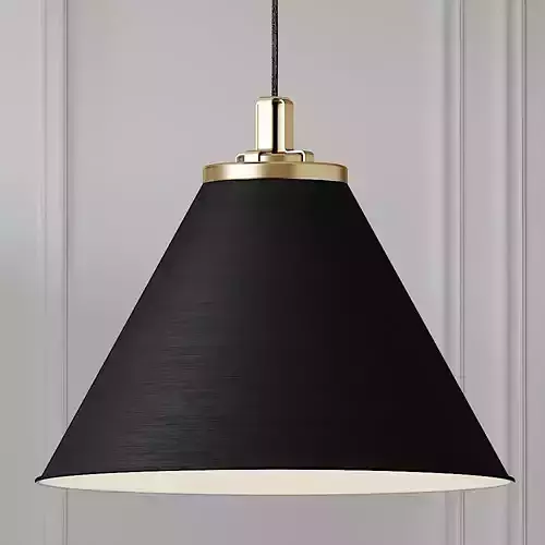 BUTTE 24inch CONE AGED BRASS PENDANT White and Black