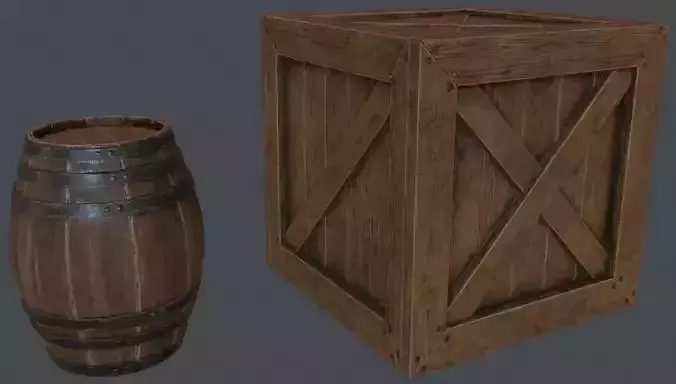 Crate and Barrel Low-poly 3D model